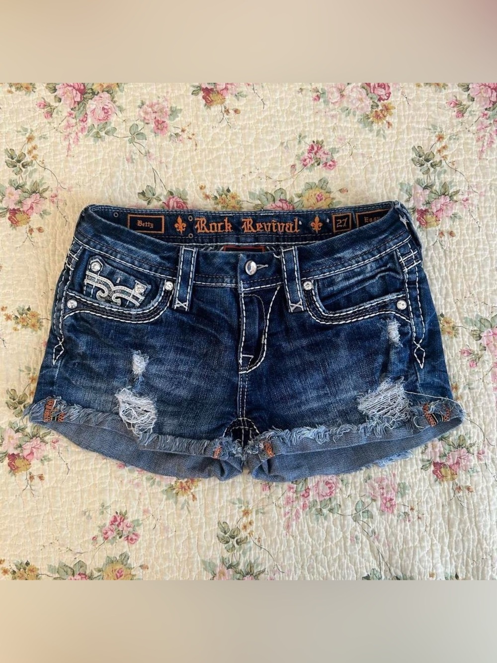 rock revival jean mini shorts rhinestone sequin embellishment bling